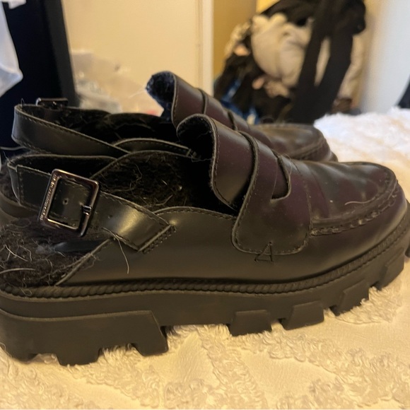 Kelsi Dagger Black Loafer platform mules with Buckle Detail with box - Picture 3 of 10